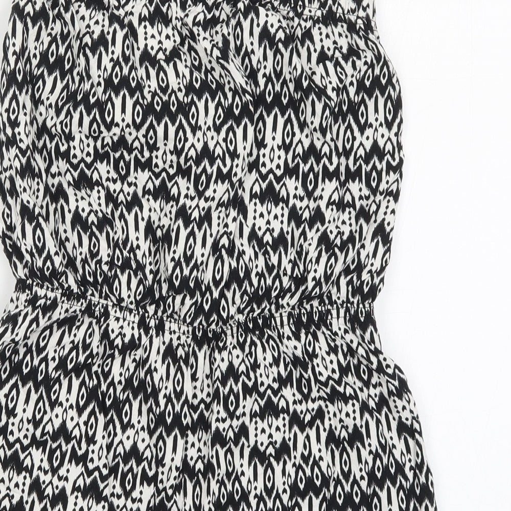 H&M Womens Black Geometric  Playsuit One-Piece Size 12  - Black and White