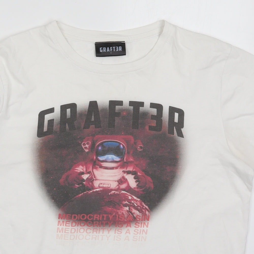 Grafter Mens White    T-Shirt Size S  - Grafter Mediocrity is a Sin