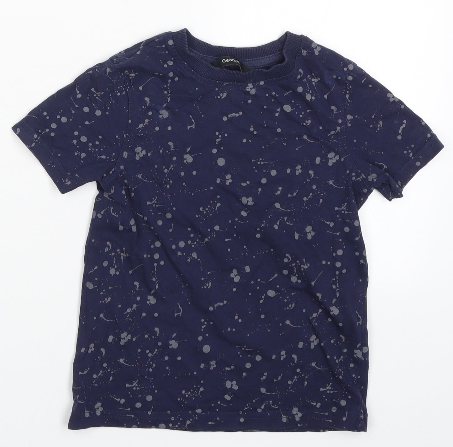 George Boys Blue   Basic T-Shirt Size 3-4 Years  - Splatter Print