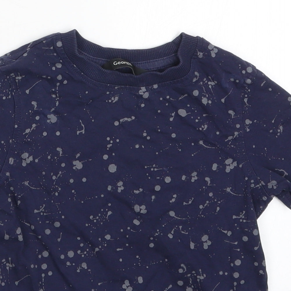 George Boys Blue   Basic T-Shirt Size 3-4 Years  - Splatter Print