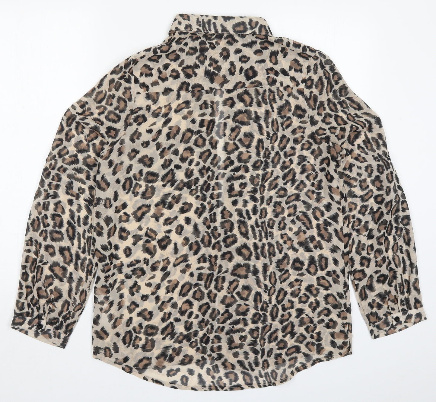 New Look Womens Brown Animal Print  Basic Button-Up Size 12
