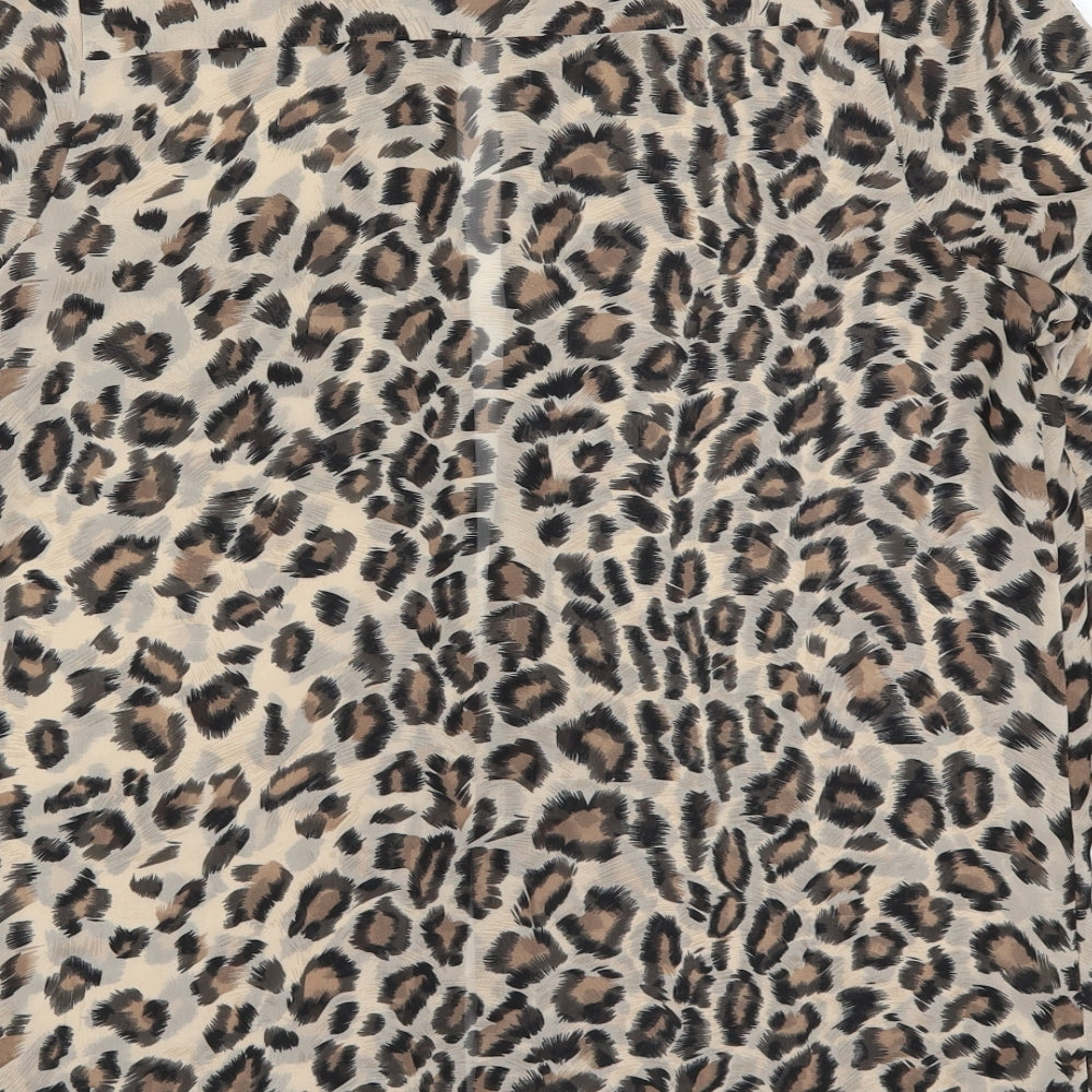 New Look Womens Brown Animal Print  Basic Button-Up Size 12