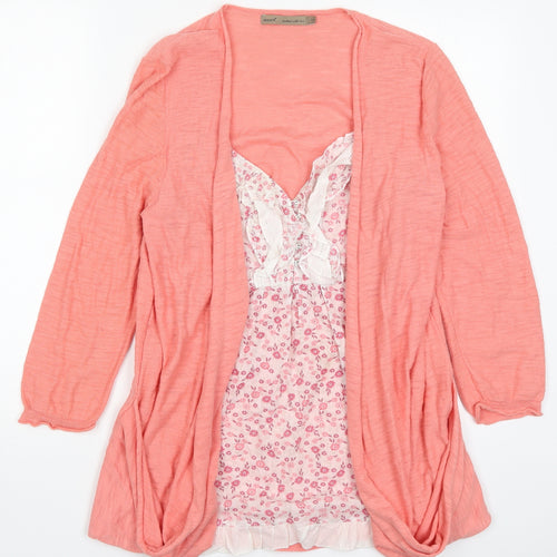 NEXT Womens Pink Floral Knit Cardigan Jumper Size 14  - Cardigan and Top All in One