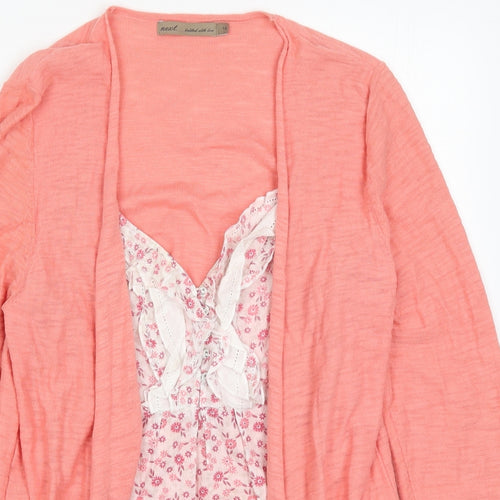 NEXT Womens Pink Floral Knit Cardigan Jumper Size 14  - Cardigan and Top All in One