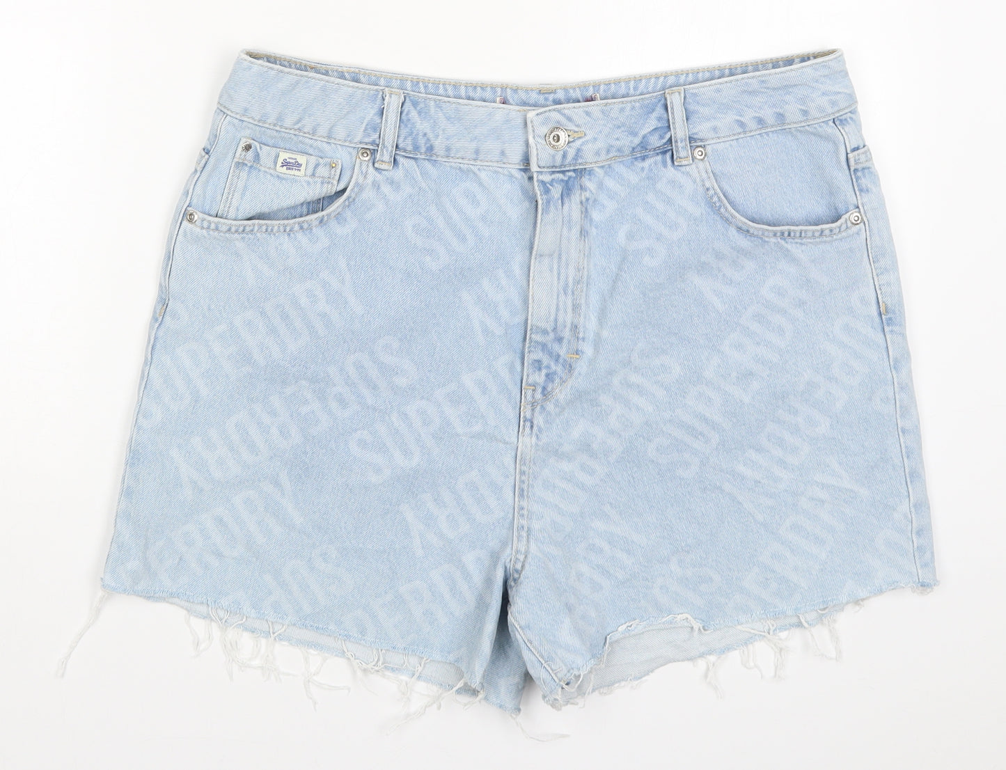 Superdry Womens Blue  Denim Hot Pants Shorts Size 34 in