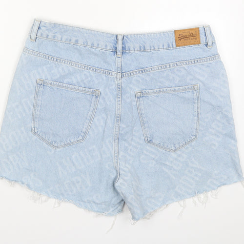 Superdry Womens Blue  Denim Hot Pants Shorts Size 34 in