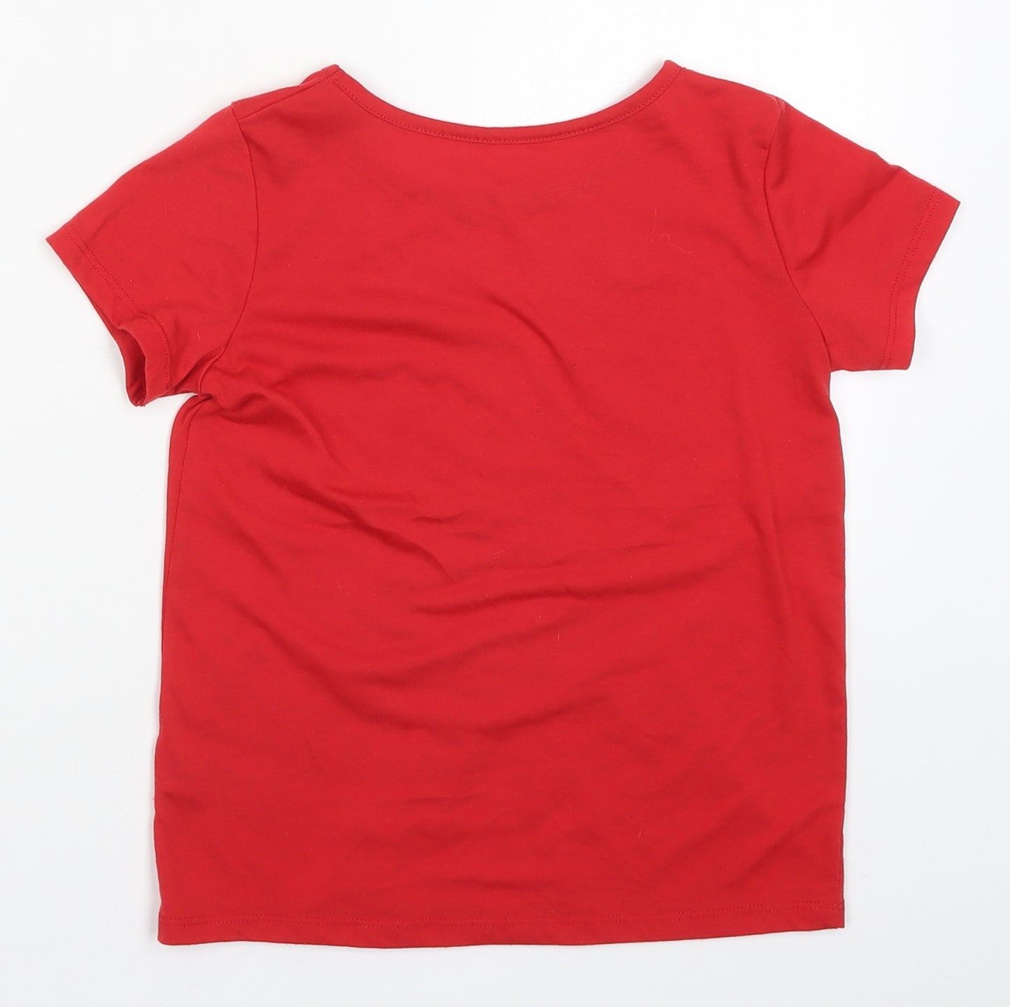Pep&Co Girls Red   Basic T-Shirt Size 7-8 Years  - Christmas Tree