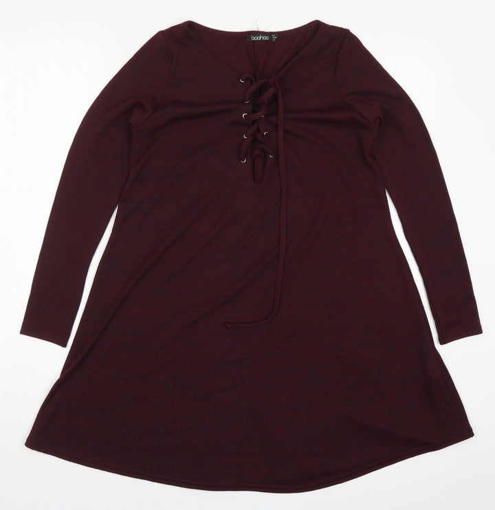 Boohoo Womens Purple A-Line Size 8 - Burgundy