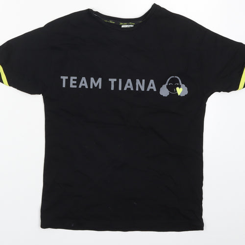 George Girls Black   Basic T-Shirt Size 9-10 Years  - Team Tiana