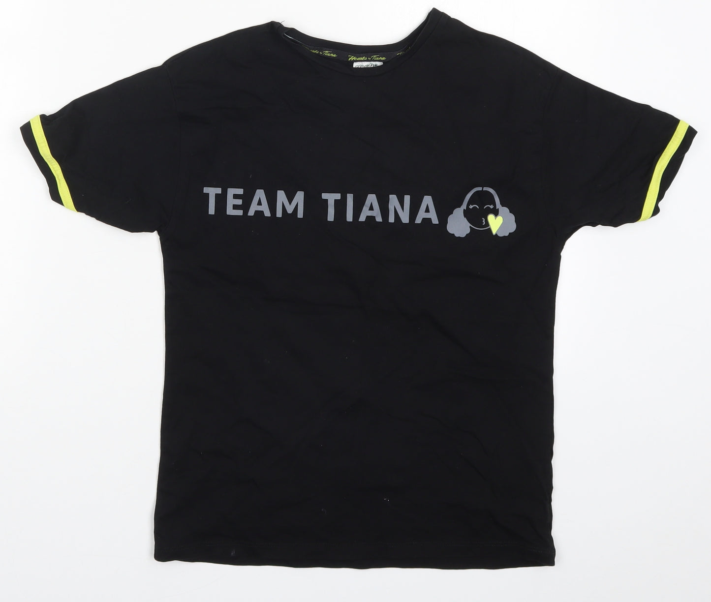 George Girls Black   Basic T-Shirt Size 9-10 Years  - Team Tiana