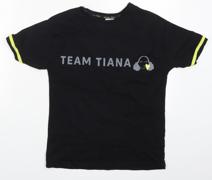 George Girls Black   Basic T-Shirt Size 9-10 Years  - Team Tiana