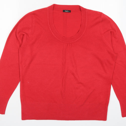 M&Co Womens Red  Knit Pullover Jumper Size XL