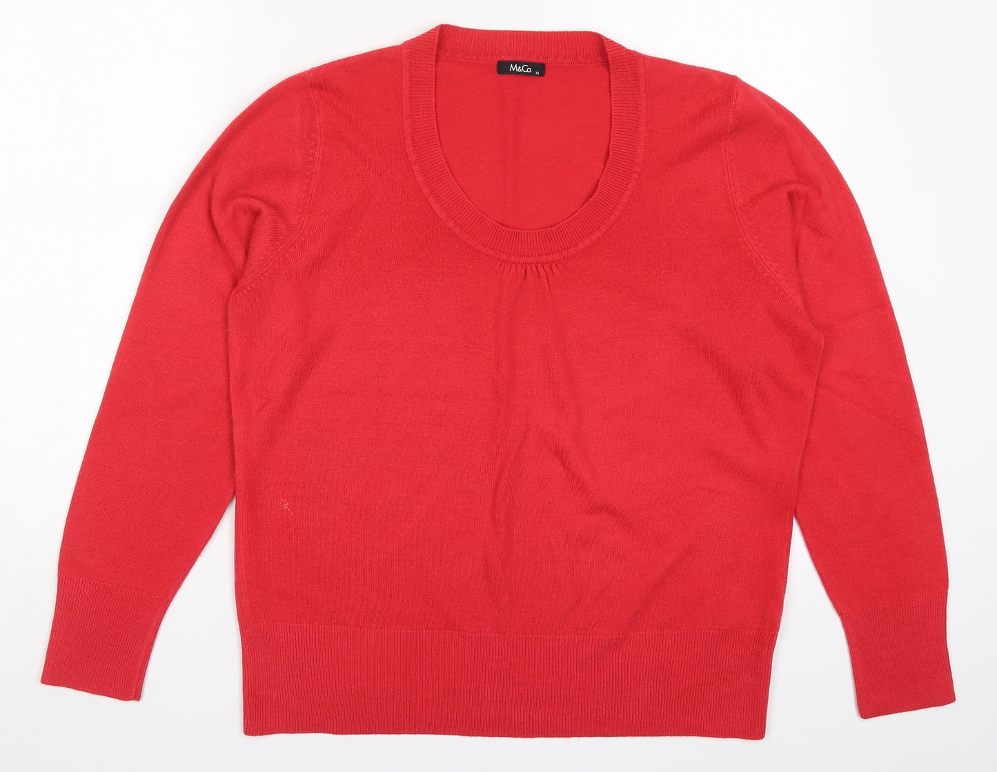 M&Co Womens Red  Knit Pullover Jumper Size XL