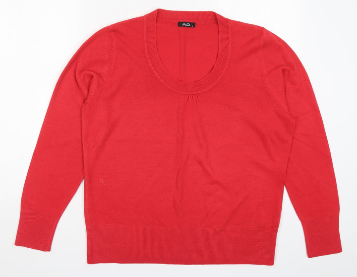 M&Co Womens Red Knit Pullover Jumper Size XL