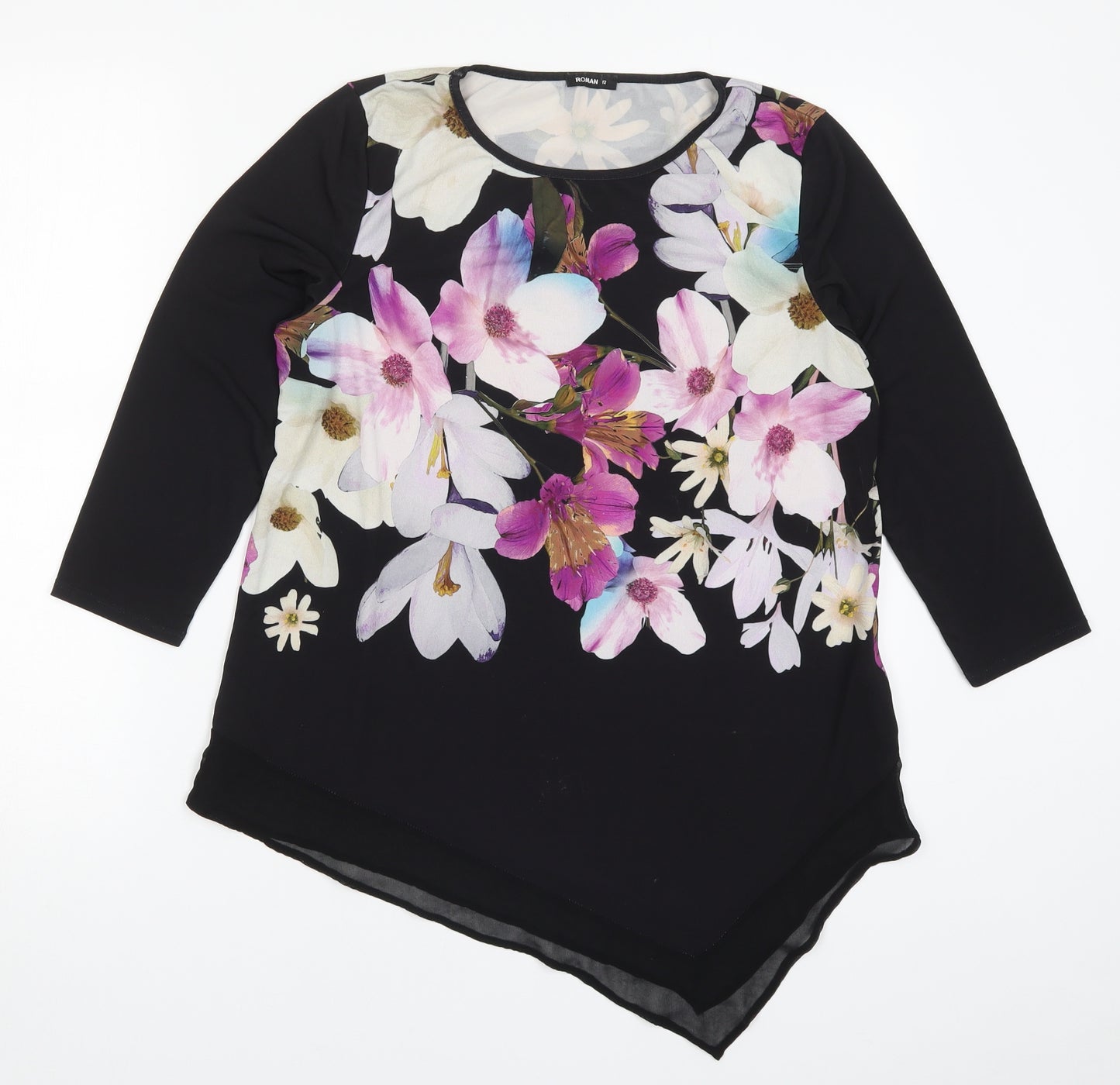 Roman Womens Multicoloured Floral  Basic T-Shirt Size 12