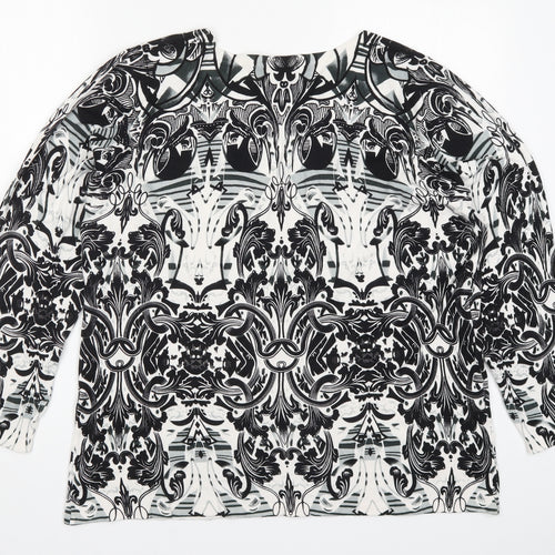 Decarte Womens Black Geometric Knit Pullover Jumper Size 2XL  - Batik