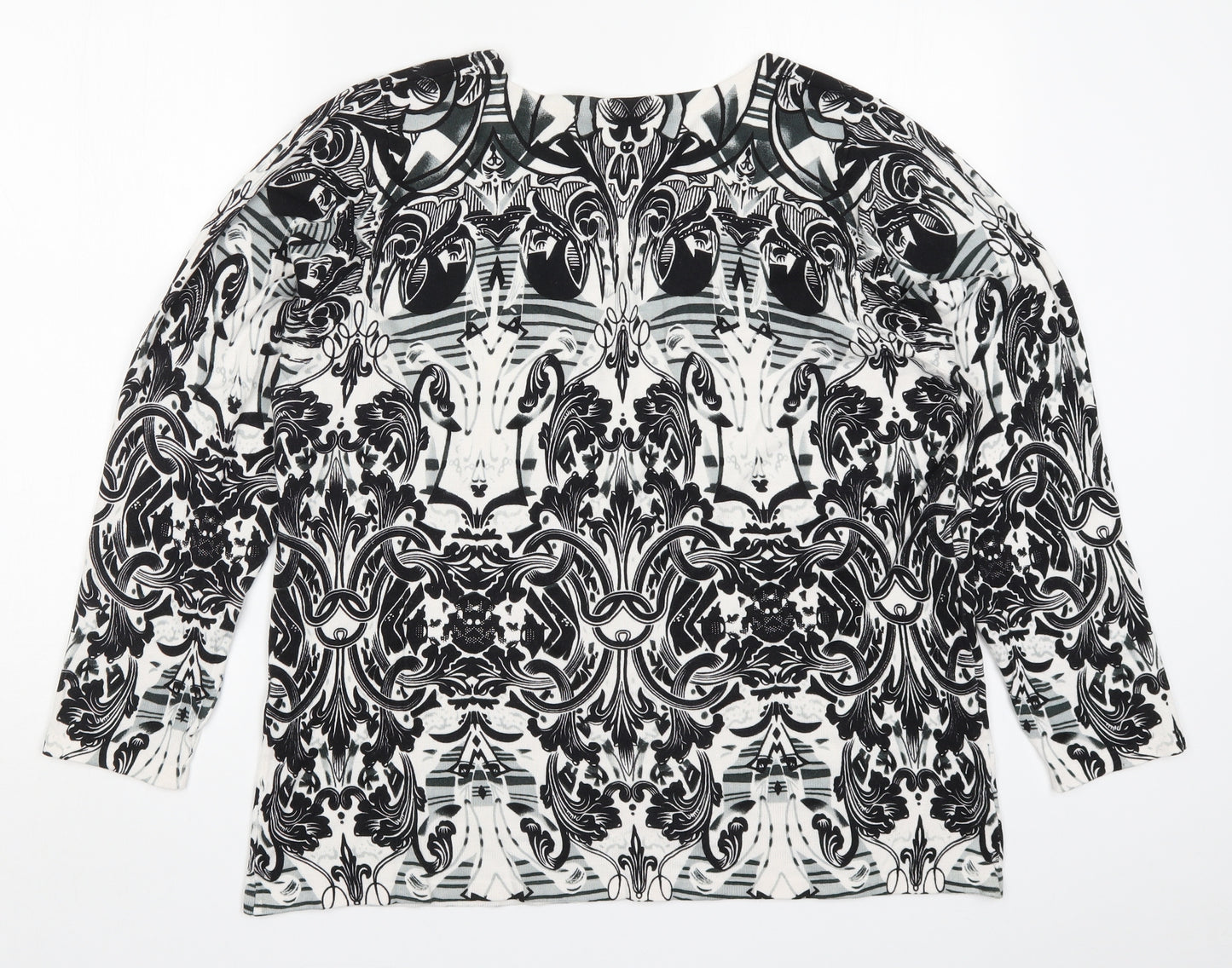Decarte Womens Black Geometric Knit Pullover Jumper Size 2XL  - Batik