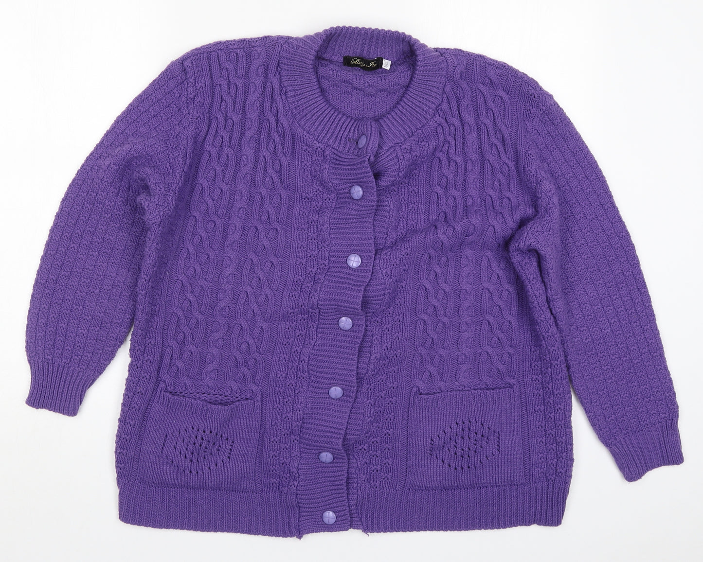 Lady Ice Womens Purple  Knit Cardigan Jumper Size L