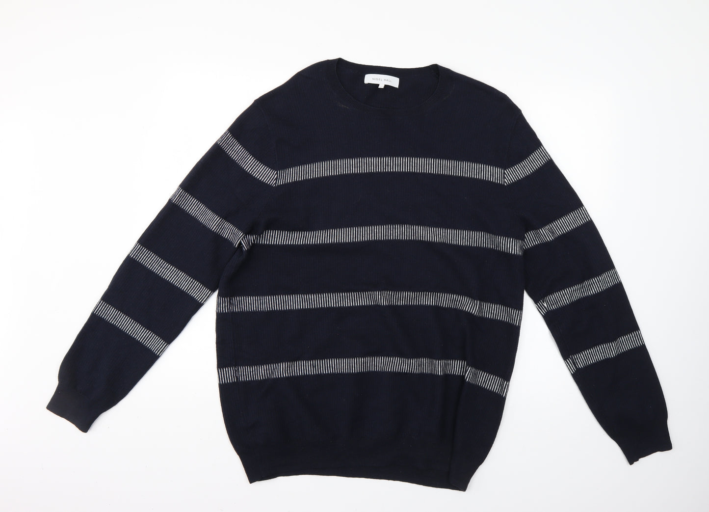nigel hall Mens Blue Striped  Pullover Jumper Size XL
