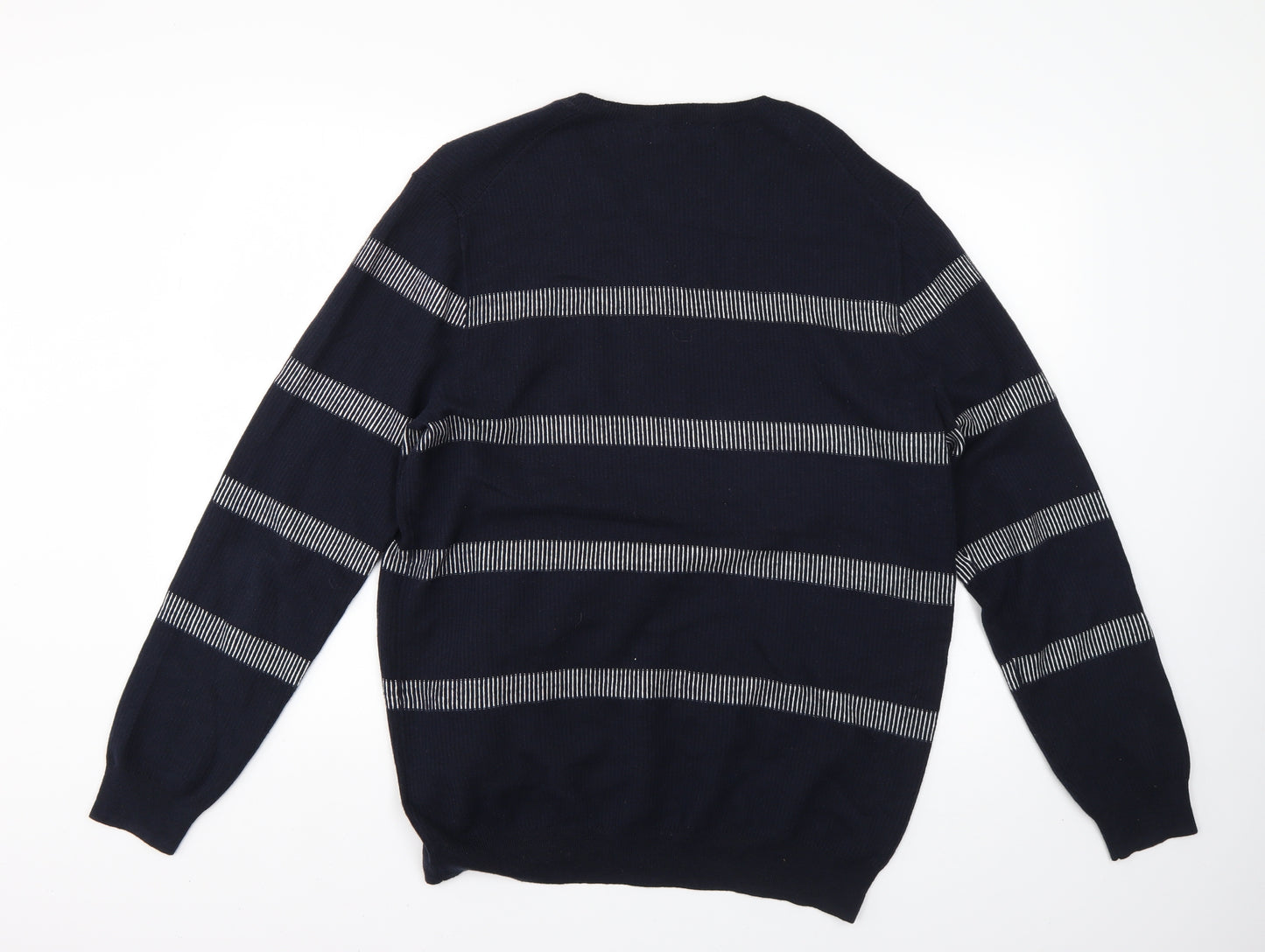 nigel hall Mens Blue Striped  Pullover Jumper Size XL