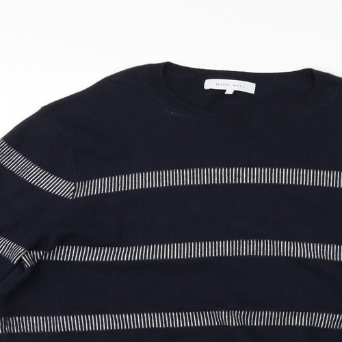 nigel hall Mens Blue Striped  Pullover Jumper Size XL