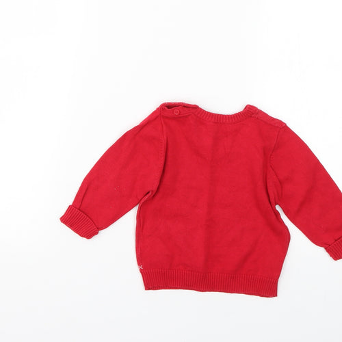 Marks and Spencer Baby Red Geometric  Pullover Jumper Size 9-12 Months