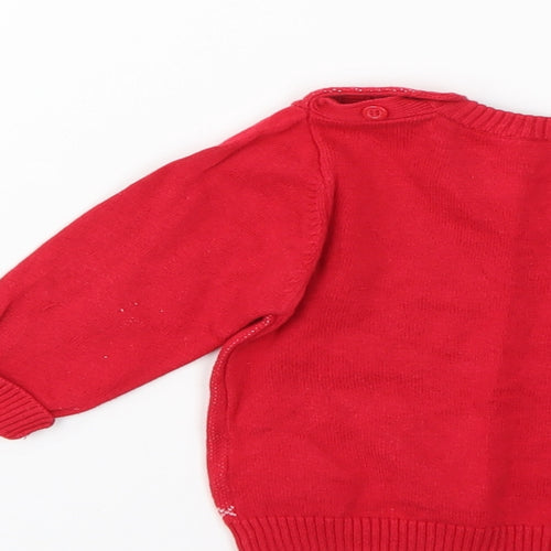 Marks and Spencer Baby Red Geometric  Pullover Jumper Size 9-12 Months