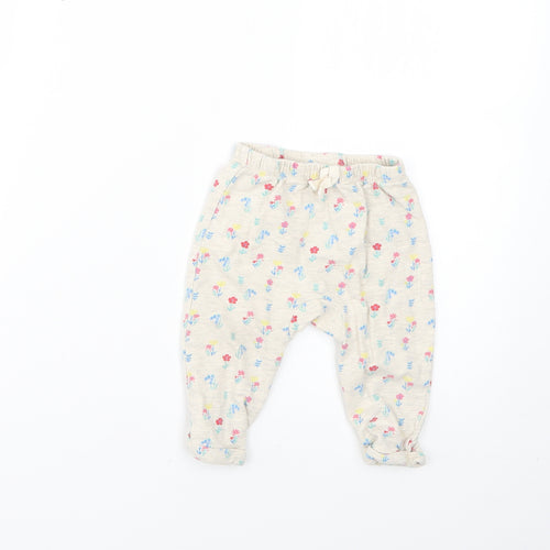 TU Baby Beige Floral  Cropped Trousers Size 6-9 Months