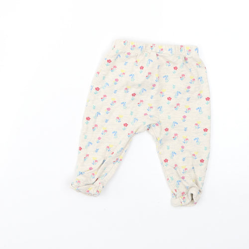 TU Baby Beige Floral  Cropped Trousers Size 6-9 Months