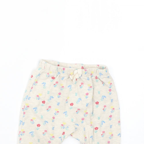 TU Baby Beige Floral  Cropped Trousers Size 6-9 Months