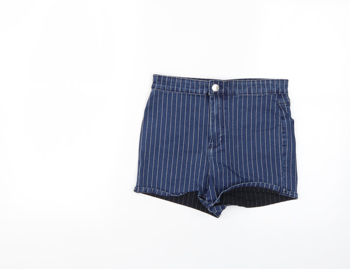 Denim & Co. Womens Blue Striped Chino Shorts Size 10