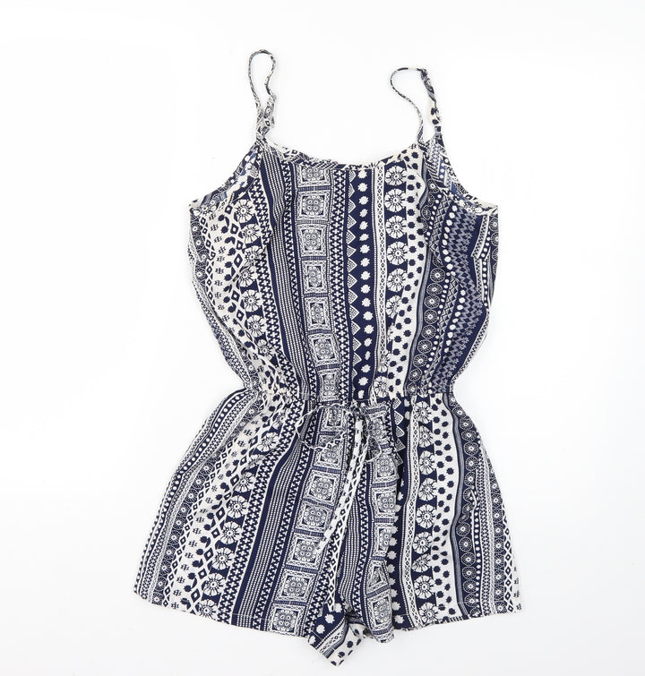 Atmosphere Womens Blue Geometric Playsuit One-Piece Size 6