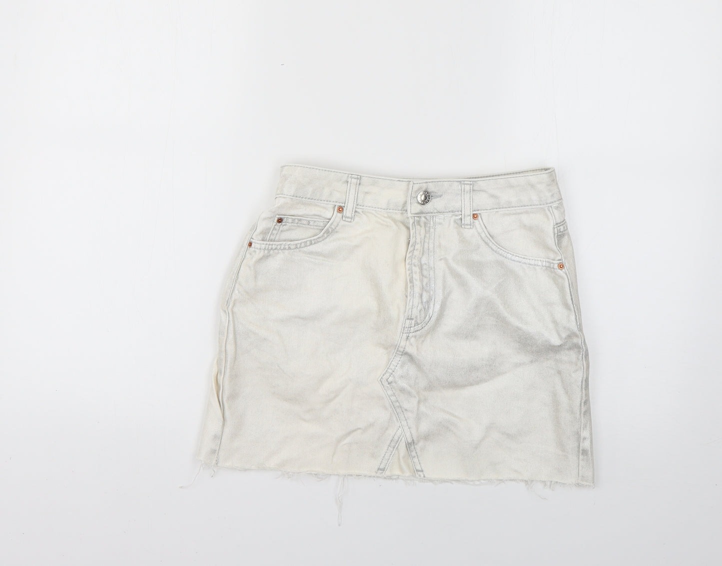 Topshop Womens Silver   Mini Skirt Size 8