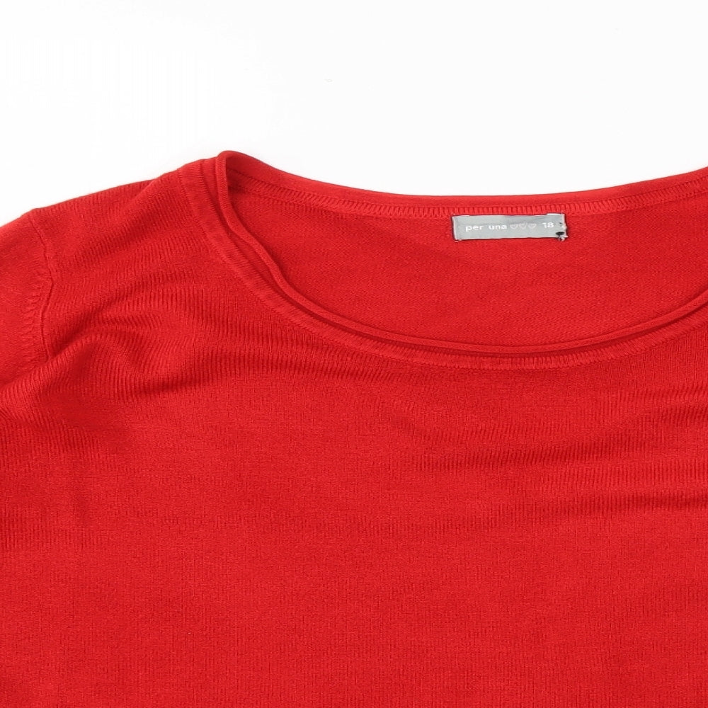 Per Una Womens Red   Pullover Jumper Size 18