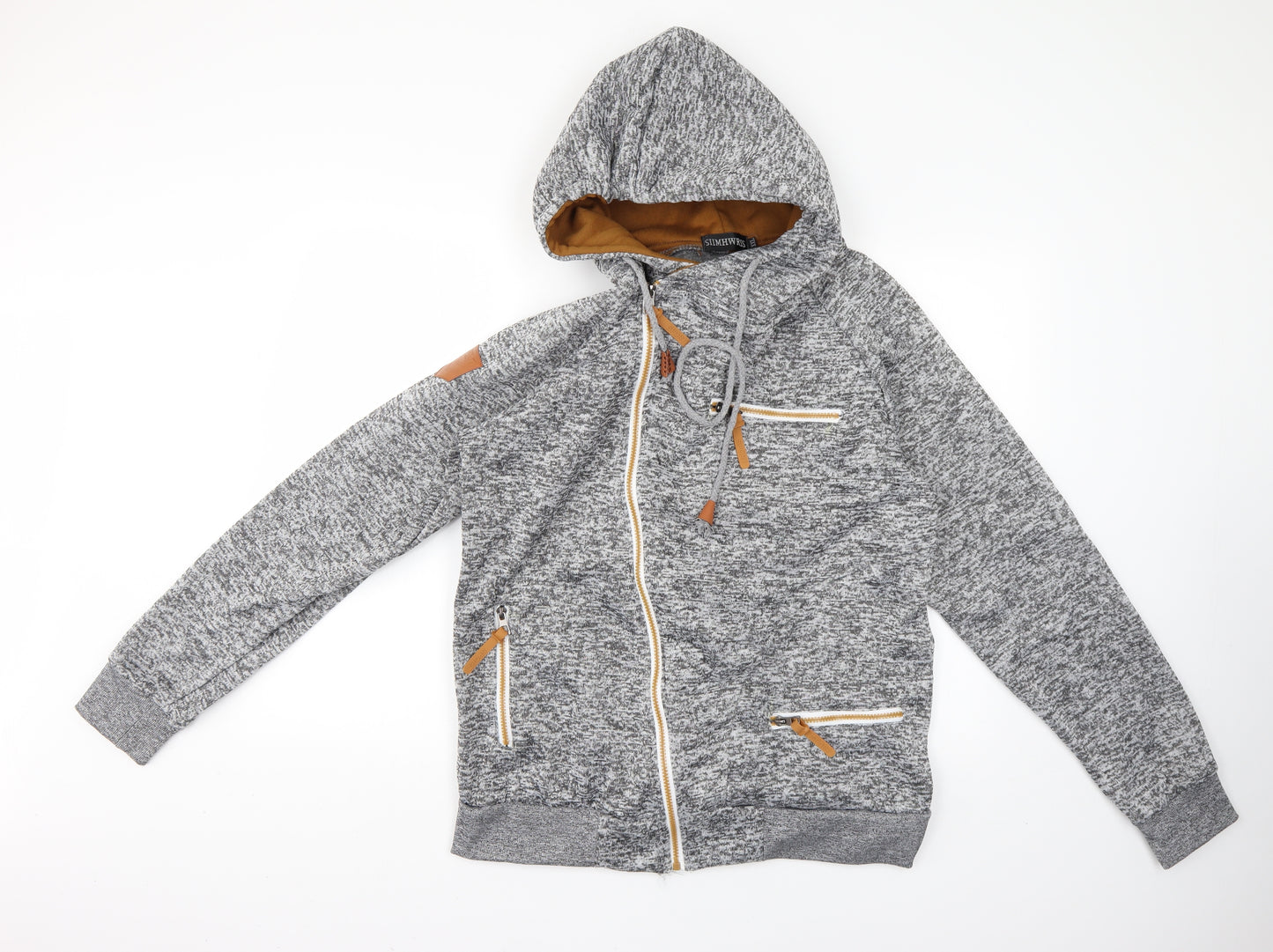 siimhwrss Mens Grey   Full Zip Hoodie Size 2XL