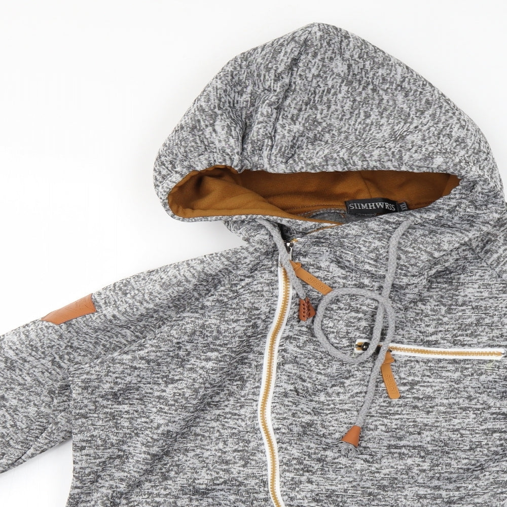 siimhwrss Mens Grey   Full Zip Hoodie Size 2XL