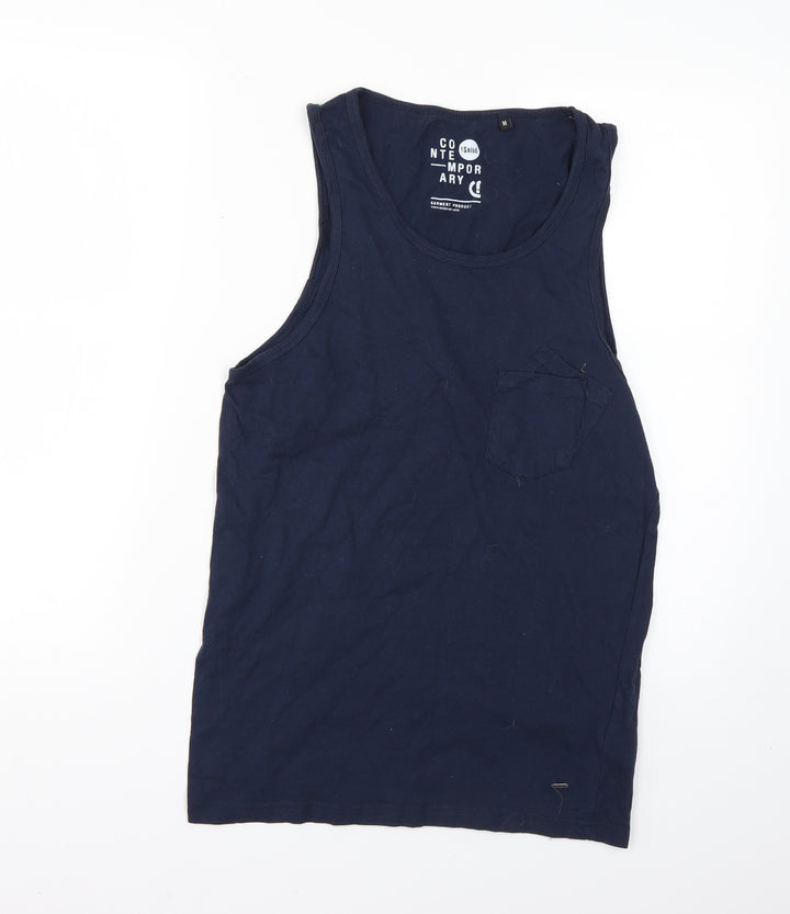 contemporary Mens Blue T-Shirt Size M