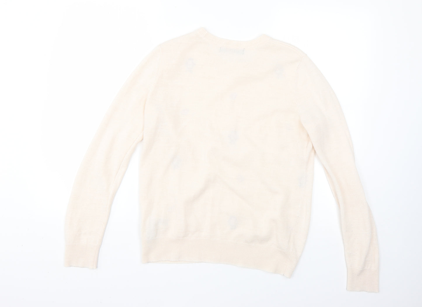 Marks and Spencer Womens Beige Geometric  Pullover Jumper Size S