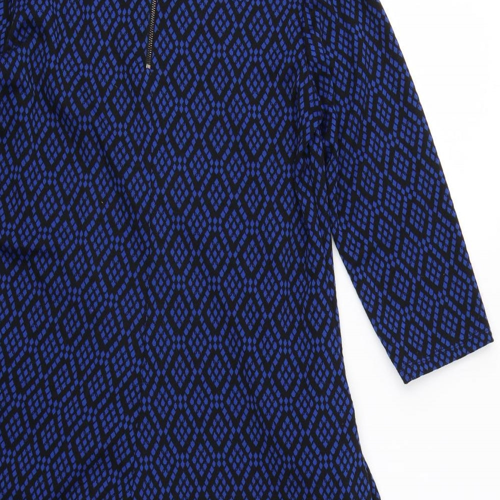 Wallis Womens Blue Geometric  Fit & Flare  Size 10