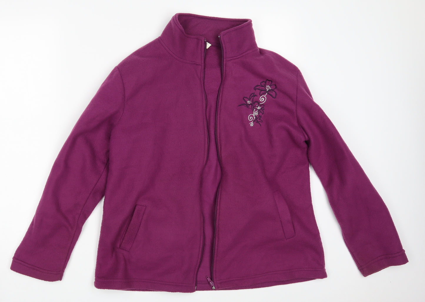 Anne De Lancay Womens Purple Floral  Full Zip Jumper Size M