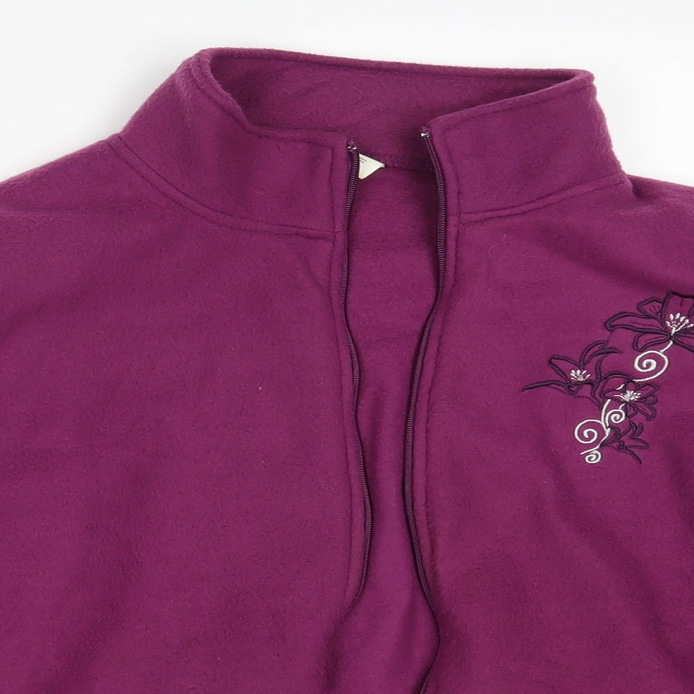 Anne De Lancay Womens Purple Floral  Full Zip Jumper Size M