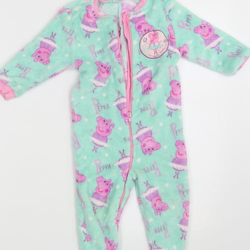 Papa Pig Girls Green Animal Print  Babydoll One Piece Size 18-24 Months