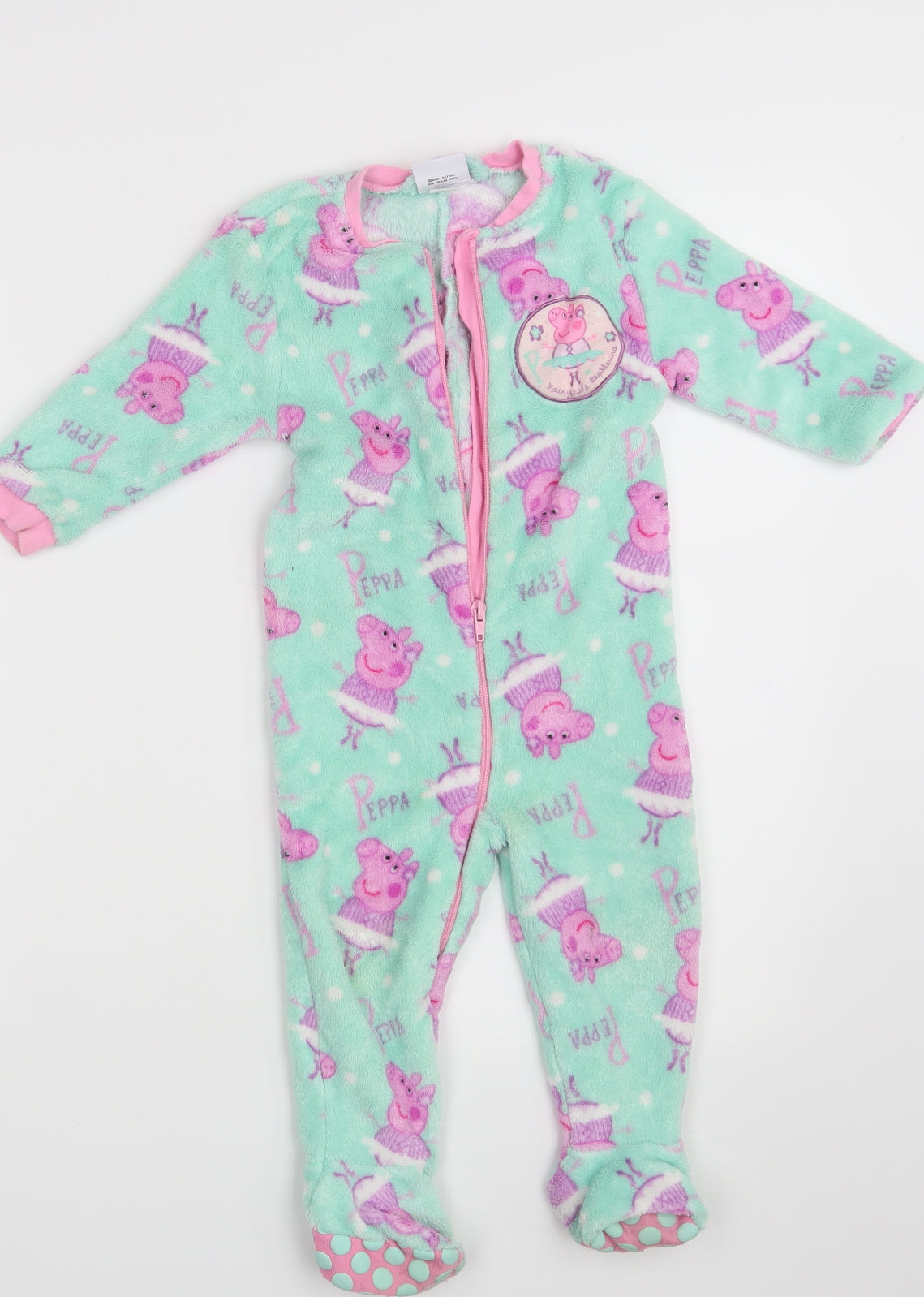 Papa Pig Girls Green Animal Print  Babydoll One Piece Size 18-24 Months