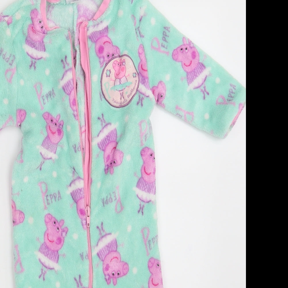 Papa Pig Girls Green Animal Print  Babydoll One Piece Size 18-24 Months