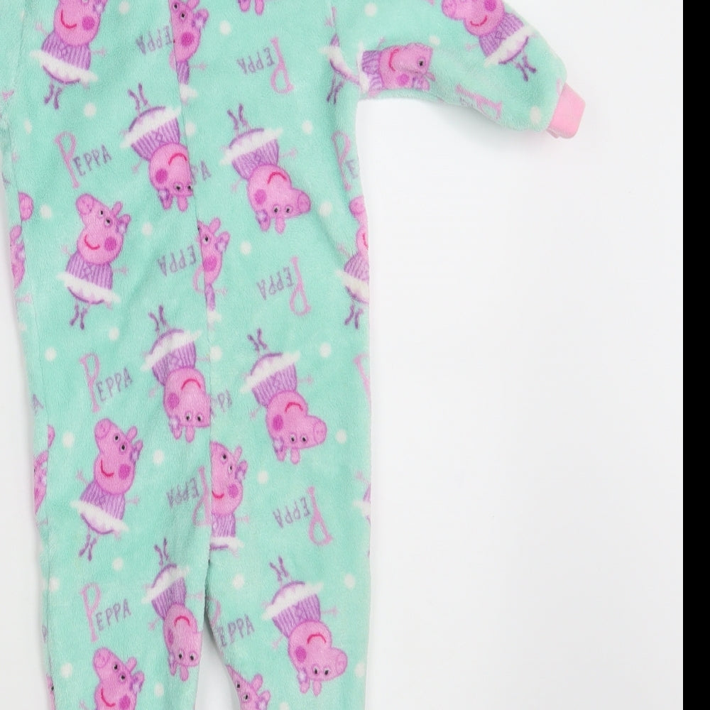 Papa Pig Girls Green Animal Print  Babydoll One Piece Size 18-24 Months