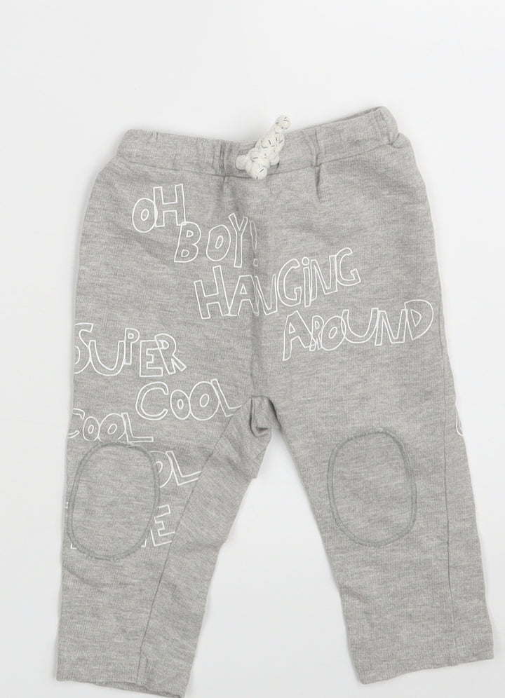 So Cute Boys Grey   Jogger Leggings Size 6-9 Months  - Waist 18in; Inside  leg 9in
