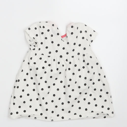 F&F Girls White Polka Dot  T-Shirt Dress  Size 9-12 Months  - HAPPY