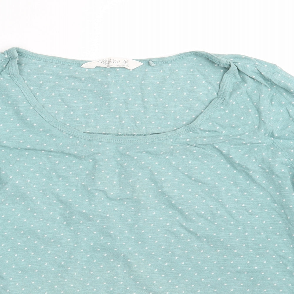 Fat Face Womens Green Polka Dot  Basic T-Shirt Size 16