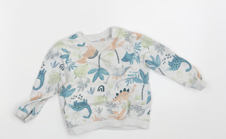 TU Baby White Animal Print  Pullover Jumper Size 9-12 Months