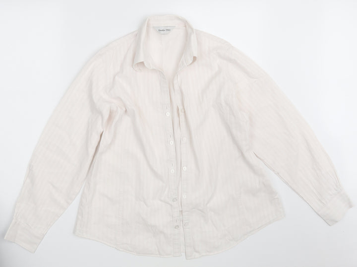 Double TWO Womens Pink Striped  Basic Button-Up Size 16